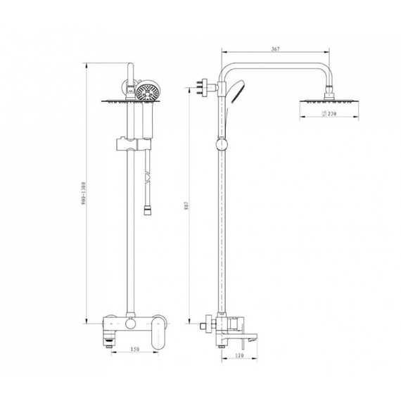 Душевая стойка с изливом Grocenberg GB7011BG, графит - фото 2