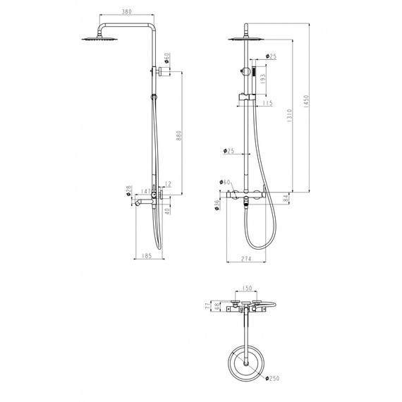 Душевая стойка с изливом Grocenberg GB7099BG, графит - фото 2