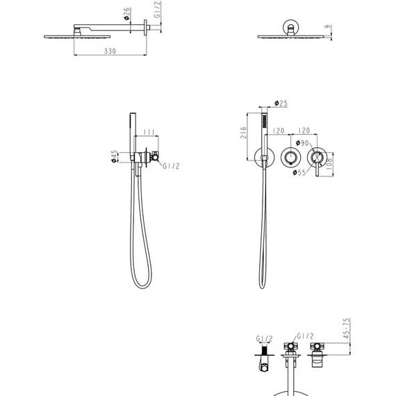 Душевая система для ванны Grocenberg GB5090BL, чёрный матовый - фото 3