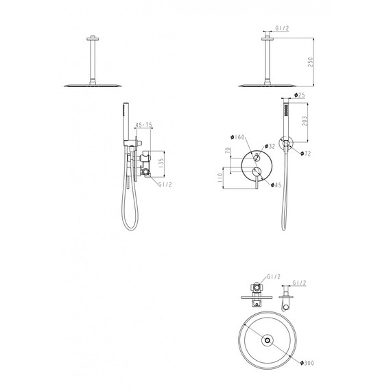 Душевая система для ванны Grocenberg GB5099BG-4, графит - фото 2