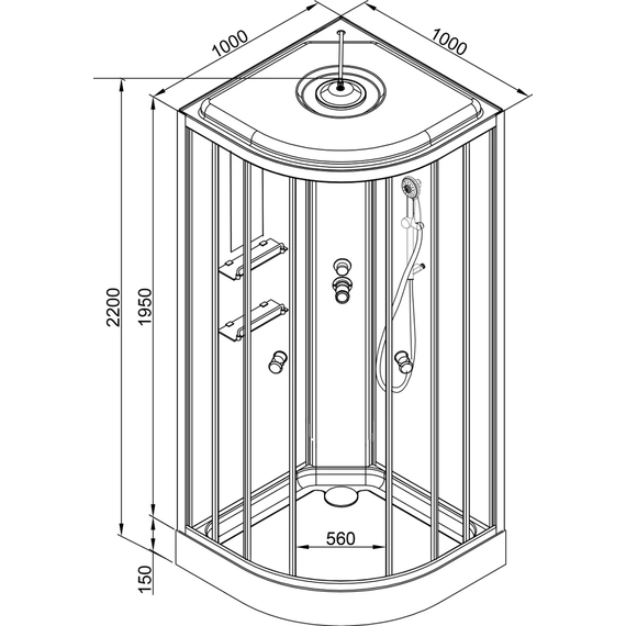 Душевая кабина Avacan 100x100 см EM1510EL, хром/узор (безсиликоновая сборка) - фото 35