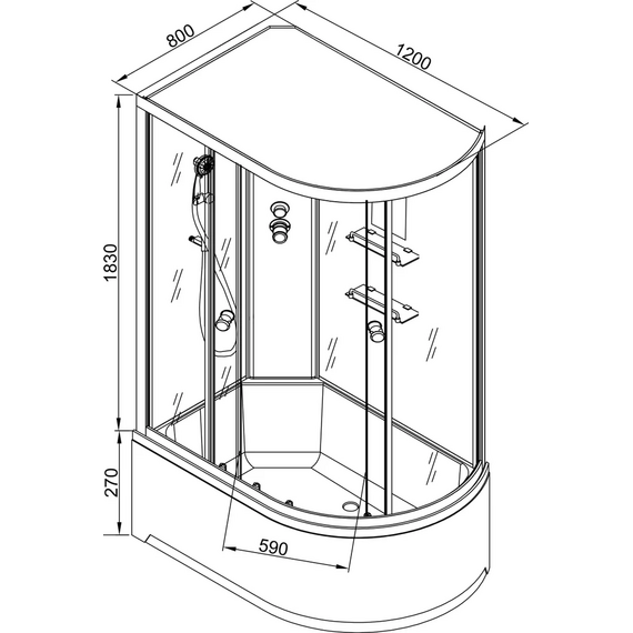 Душевая кабина Avacan 120x80 см EM2712LN, хром/узор (безсиликоновая сборка) - фото 16