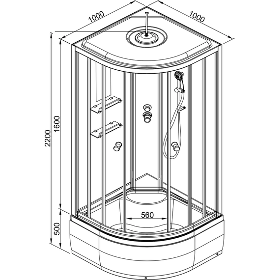Гидробокс Avacan 100x100 см EM4510GM+EL, хром/узор (безсиликоновая сборка) - фото 19
