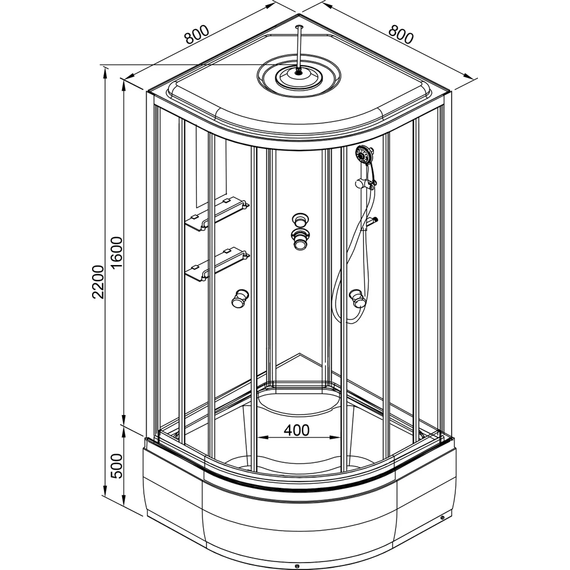 Душевая кабина Avacan 80x80 см EM4580, хром/узор (безсиликоновая сборка) - фото 19