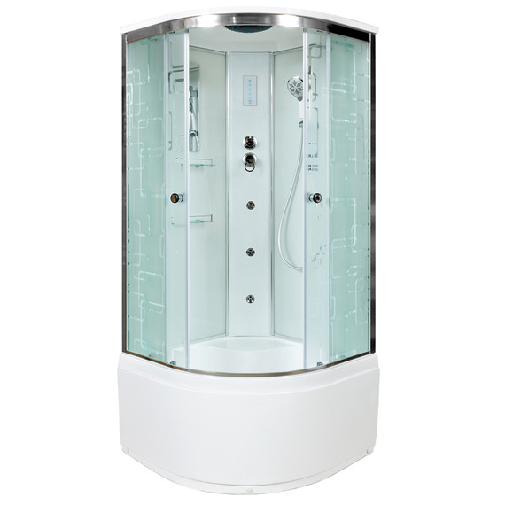 Гидробокс Avacan 100x100 см EM4510GM+EL, хром/узор (безсиликоновая сборка) - фото 