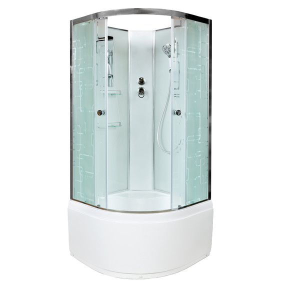 Душевая кабина Avacan 100x100 см EM4510N, белый/узор (безсиликоновая сборка) - фото 
