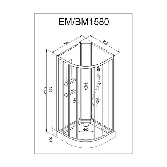 Гидробокс Avacan 80x80 см EM1580NGM, хром/узор (безсиликоновая сборка) - фото 21