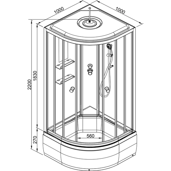 Гидробокс Avacan 100x100 см EM2710GM, хром/узор (безсиликоновая сборка) - фото 29