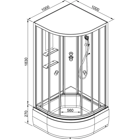 Гидробокс Avacan 100x100 см EM2710NGM, хром/узор (безсиликоновая сборка) - фото 21