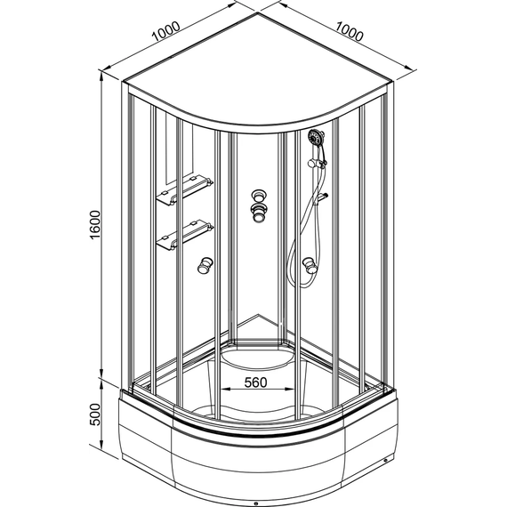 Гидробокс Avacan 100x100 см EM4510NLED+GM, хром/узор (безсиликоновая сборка) - фото 26