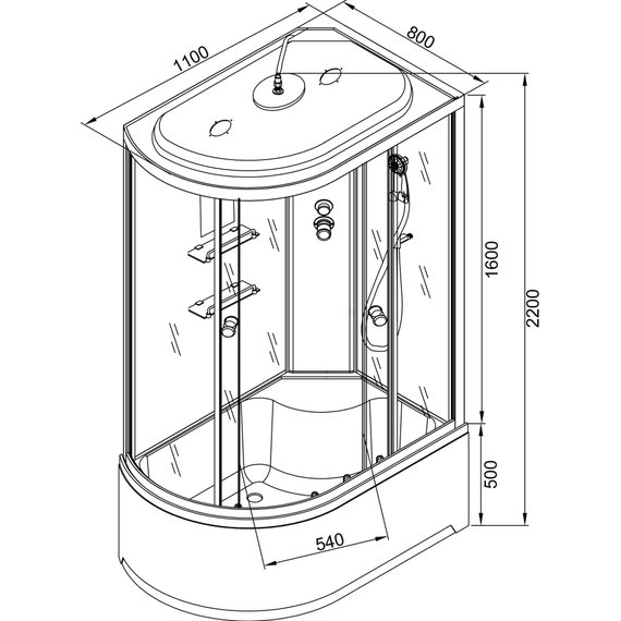 Душевая кабина Avacan 110x80 см EM4511RLED, хром/узор (безсиликоновая сборка) - фото 18