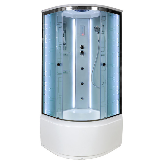 Гидробокс Avacan 100x100 см EM4510LED+GM, хром/узор (безсиликоновая сборка) - фото 