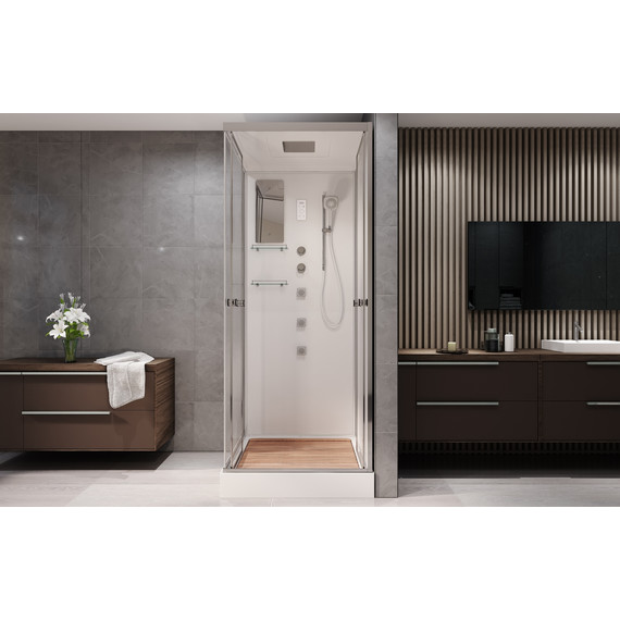 Гидробокс Avacan 80x80 см V8015, хром/прозрачное (безсиликоновая сборка) - фото 3