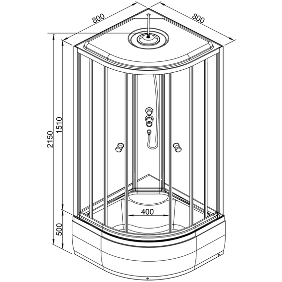 Гидробокс Avacan 80x80 см L980GM+EL, хром/узор (безсиликоновая сборка) - фото 24