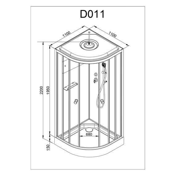 Душевая кабина Avacan 110x110 см D011S, хром/матовое (безсиликоновая сборка) - фото 25