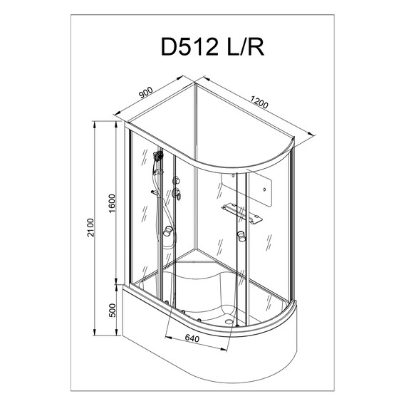 Душевая кабина Avacan 120x90 см D512L, хром/матовое (безсиликоновая сборка) - фото 14