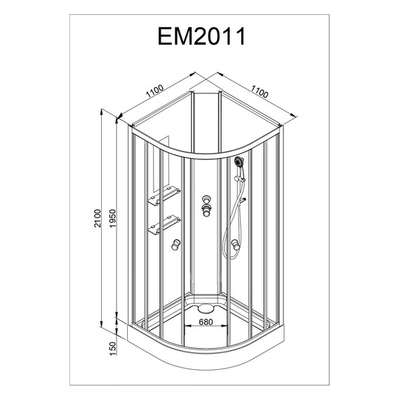 Душевая кабина Avacan 110x110 см EM2011N, белый/узор (безсиликоновая сборка) - фото 25