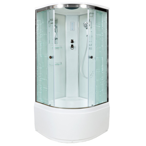 Душевая кабина Avacan 110x110 см EM5011EL, хром/узор (безсиликоновая сборка) - фото 
