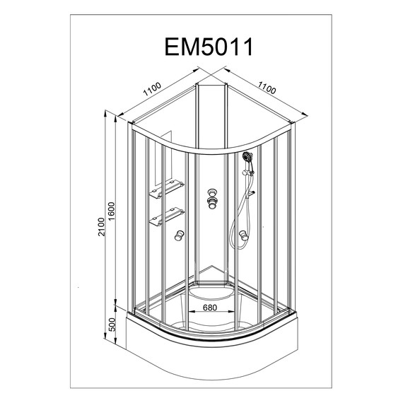 Душевая кабина Avacan 110x110 см EM5011NLED, хром/узор (безсиликоновая сборка) - фото 23