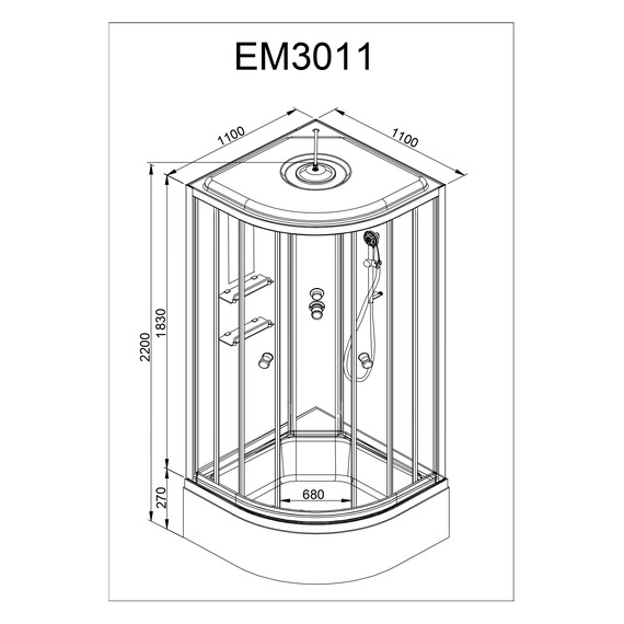 Гидробокс Avacan 110x110 см EM3011GM+EL, хром/узор (безсиликоновая сборка) - фото 20