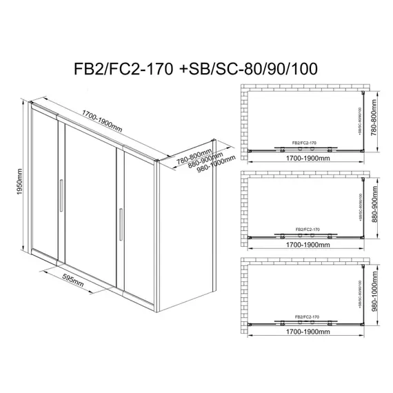 Душевое ограждение Avacan (170-190)х100 см FB2-170-SB100MT, чёрный/матовое - фото 11
