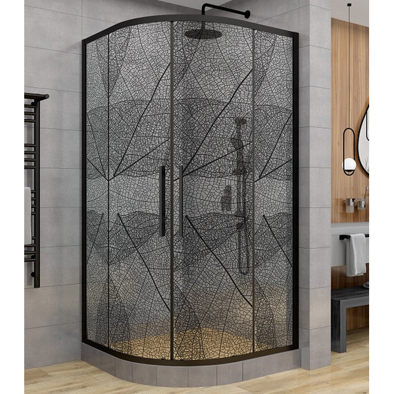 Душевое ограждение Avacan 100х100 см HB100, чёрный/узор - фото 