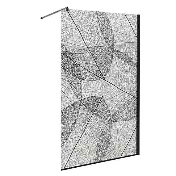 Душевая перегородка Avacan 110 см MB110 стекло (8 мм) с кронштейном в комплекте, чёрный/узор - фото 4