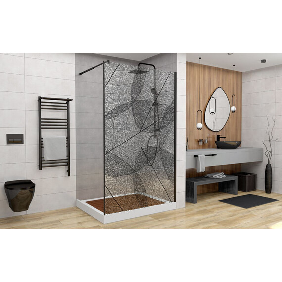 Душевая перегородка Avacan 110 см MB100 стекло (8 мм) с кронштейном в комплекте, чёрный/узор - фото 2