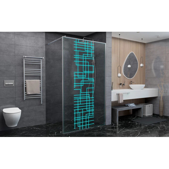 Душевая перегородка Avacan 110 см LC110 стекло (8 мм) с кронштейном в комплекте, хром/узор - фото 