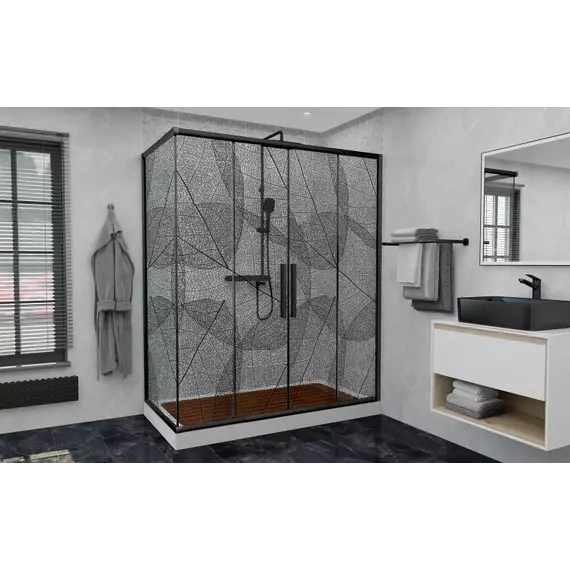 Душевое ограждение Avacan (190-210)х90 см FB2-190-SB90, чёрный/узор - фото 4