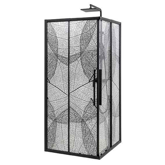 Душевое ограждение Avacan (100-110)х(100-110) см KB100, чёрный/узор - фото 2