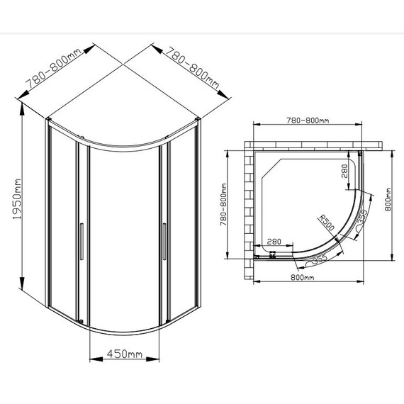 Душевое ограждение Avacan 80х80 см HC80, хром/прозрачное - фото 10