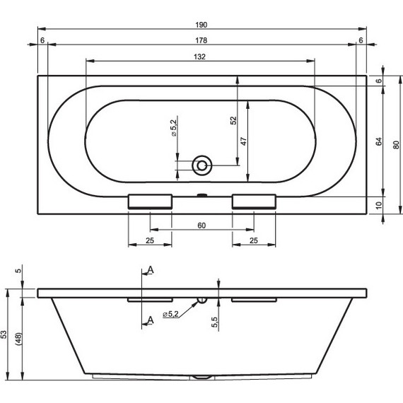Ванна акриловая Riho CAROLINA 190x80 см B057001005, Размер - мм: 1900х800 - фото 6