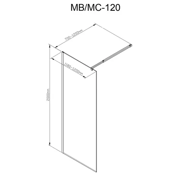 Душевая перегородка Avacan 120 см MB120MT стекло (8 мм) с кронштейном в комплекте, чёрный/матовое - фото 10