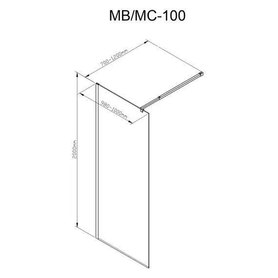 Душевая перегородка Avacan 110 см MB100MT стекло (8 мм) с кронштейном в комплекте, чёрный/матовое - фото 10