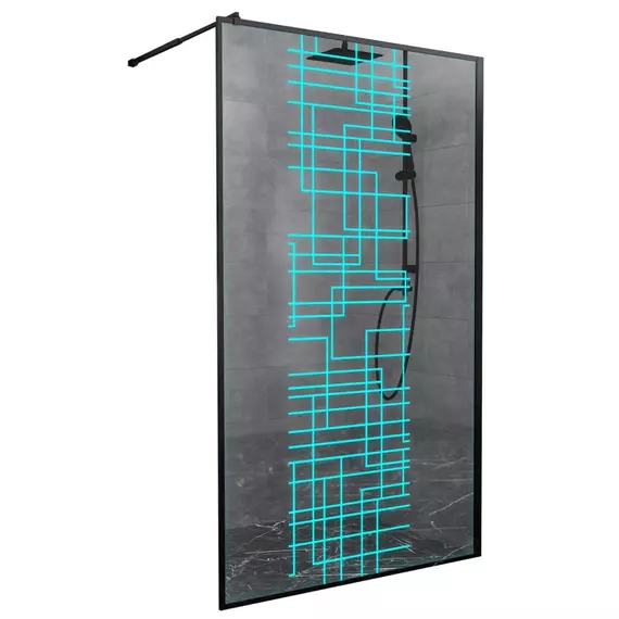 Душевая перегородка Avacan 110 см LB110 стекло (8 мм) с кронштейном в комплекте, чёрный/узор - фото 