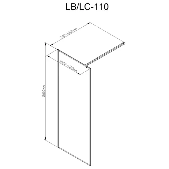 Душевая перегородка Avacan 110 см LB110MT стекло (8 мм) с кронштейном в комплекте, чёрный/матовое - фото 5
