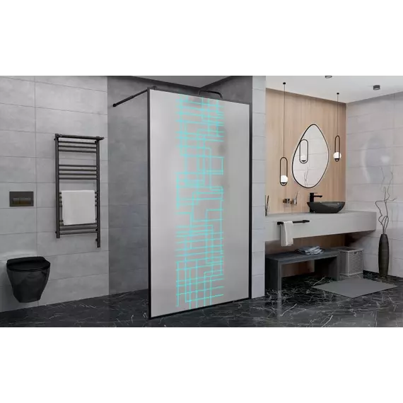 Душевая перегородка Avacan 120 см LB120MT стекло (8 мм) с кронштейном в комплекте, чёрный/матовое - фото 2