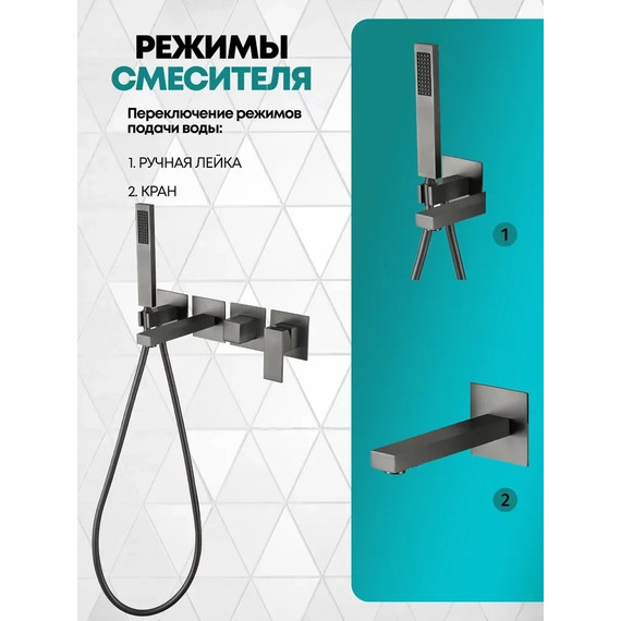 Смеситель для ванны Grocenberg GB5060BG, графит - фото 5