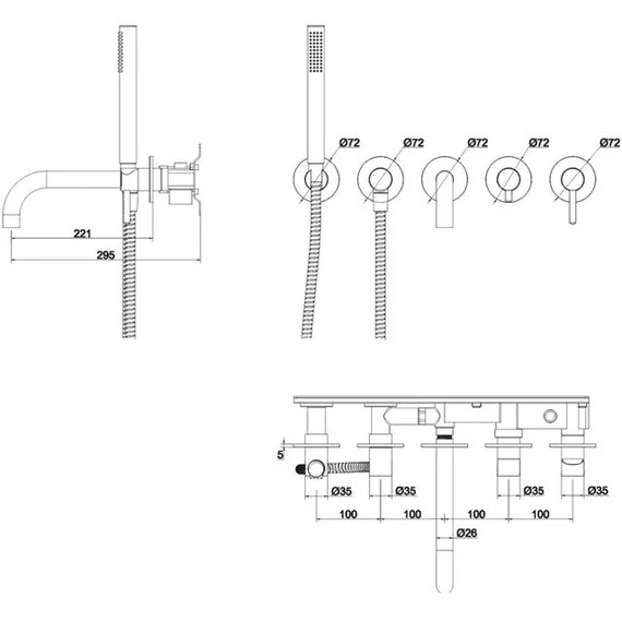 Смеситель для ванны Grocenberg GB5070BG, графит - фото 4