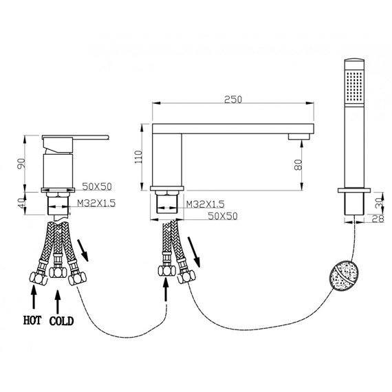 Смеситель для ванны Groсenberg GB6008BG, графит - фото 2
