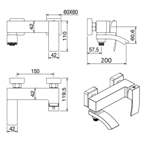 Смеситель для ванны Grocenberg GB8007BR, бронза - фото 8