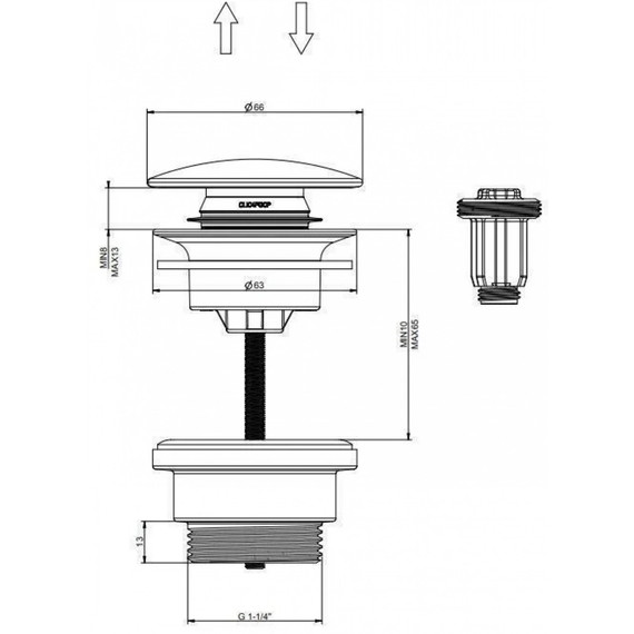 Донный клапан Grocenberg GB106BL, чёрный матовый - фото 4