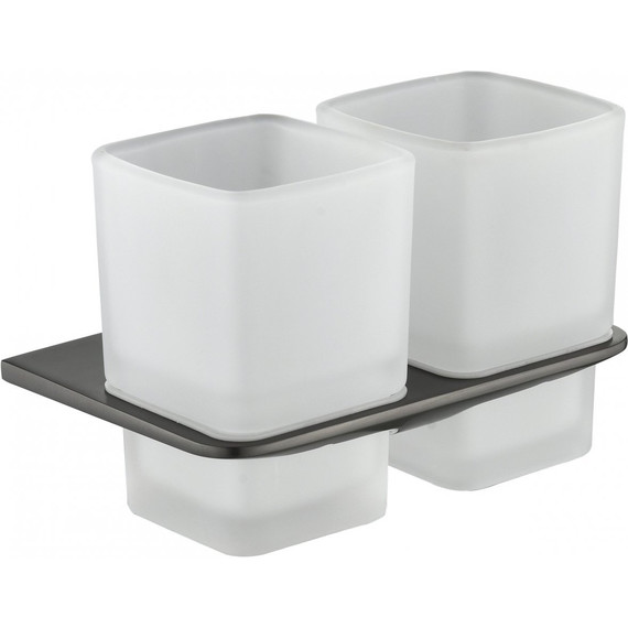 Двойной стакан для зубных щеток Grocenberg AC0056BG, цвет графит - фото 