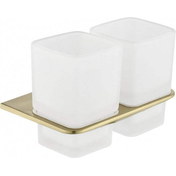 Двойной стакан для зубных щеток Grocenberg AC0056MG, цвет матовое золото - фото 