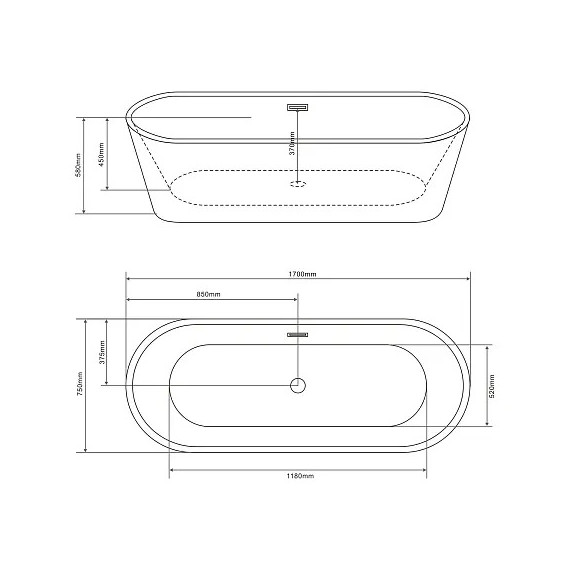 Ванна отдельностоящая Loranto 170х75 см CS-03mB-170 - фото 4