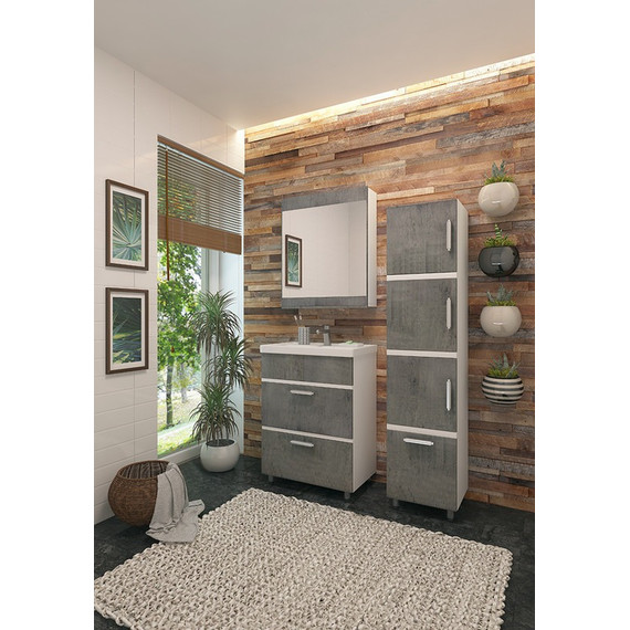 Зеркало-шкаф EvaGold OLIVER 60 см EG010111, белый/кора дуба - фото 2