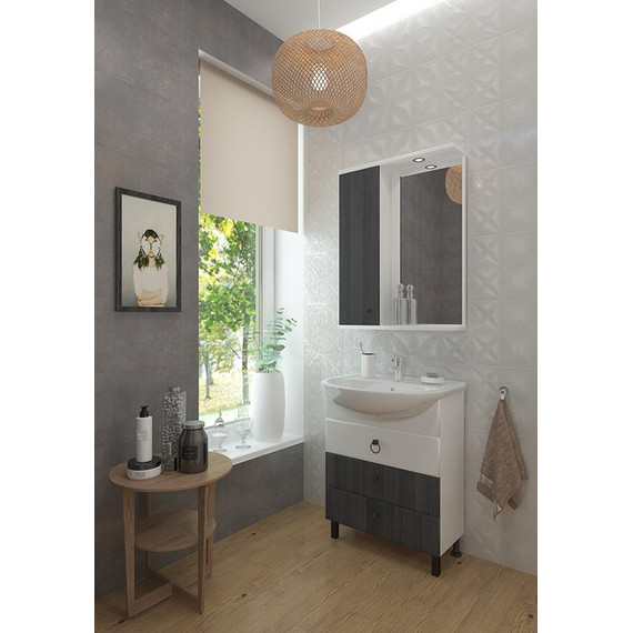 Зеркало-шкаф EvaGold Arcada 65 см L EG010154, белый глянец/серая лиственница - фото 2