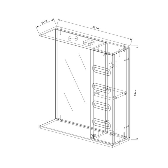 Зеркало-шкаф EvaGold Melania 65 см R EG010158 - фото 3