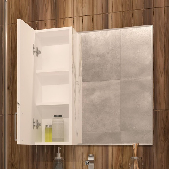 Зеркало-шкаф EvaGold Era 70 см EG010187, белый мрамор - фото 2